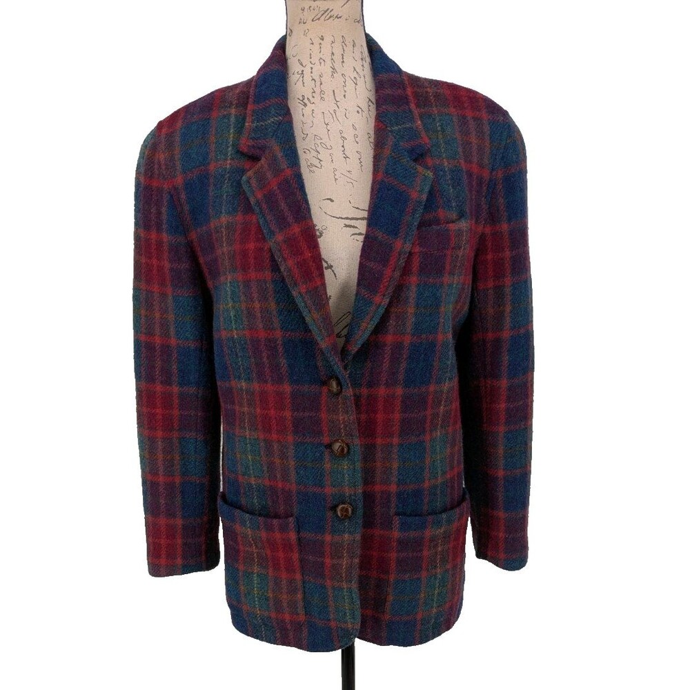 Vintage  Heritage  English Country Side Plaid Blazer Jacket  SIZE 10  Wool  Prep